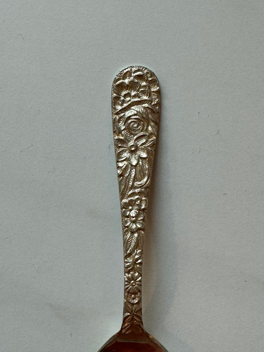 Sterling Multi Floral "A" Script on Rear Spoon Ring